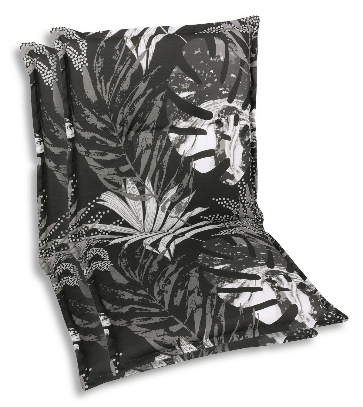 SESSELAUFLAGENSET Blätter  - Schwarz/Weiß, Basics, Textil (50/7/100cm)