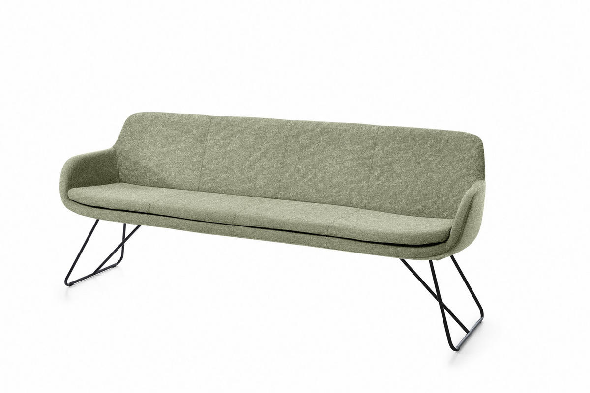 SITZBANK 220/87/65 cm Webstoff Olivgrün Metall  - Schwarz/Olivgrün, Design, Textil/Metall (220/87/65cm) - Musterring