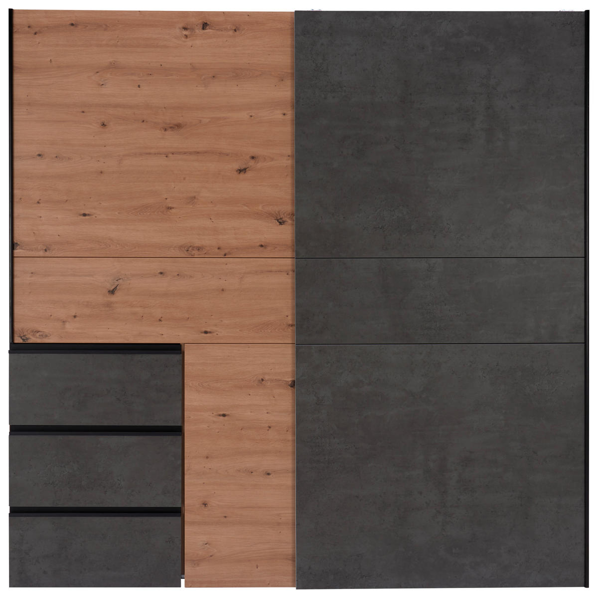 ECKSOFA Grau Flachgewebe  - Schwarz/Grau, Design, Textil/Metall (238/290cm) - Pure Home Lifestyle