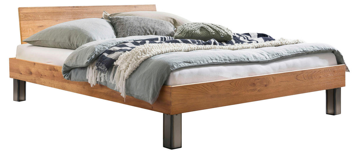 BETT 200/200 cm,  in Wildeiche,  - Wildeiche/Eichefarben, Natur, Holz/Metall (200/200cm) - Hasena