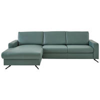 ECKSOFA in Echtleder Opal  - Opal/Schwarz, Design, Leder/Metall (165/267cm) - Beldomo Premium
