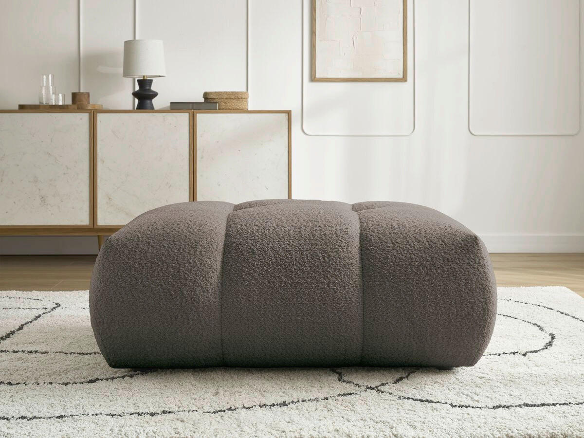 HOCKER FUJI  Bouclé Taupe  - Taupe/Schwarz, MODERN, Kunststoff/Textil (112/44/80cm)