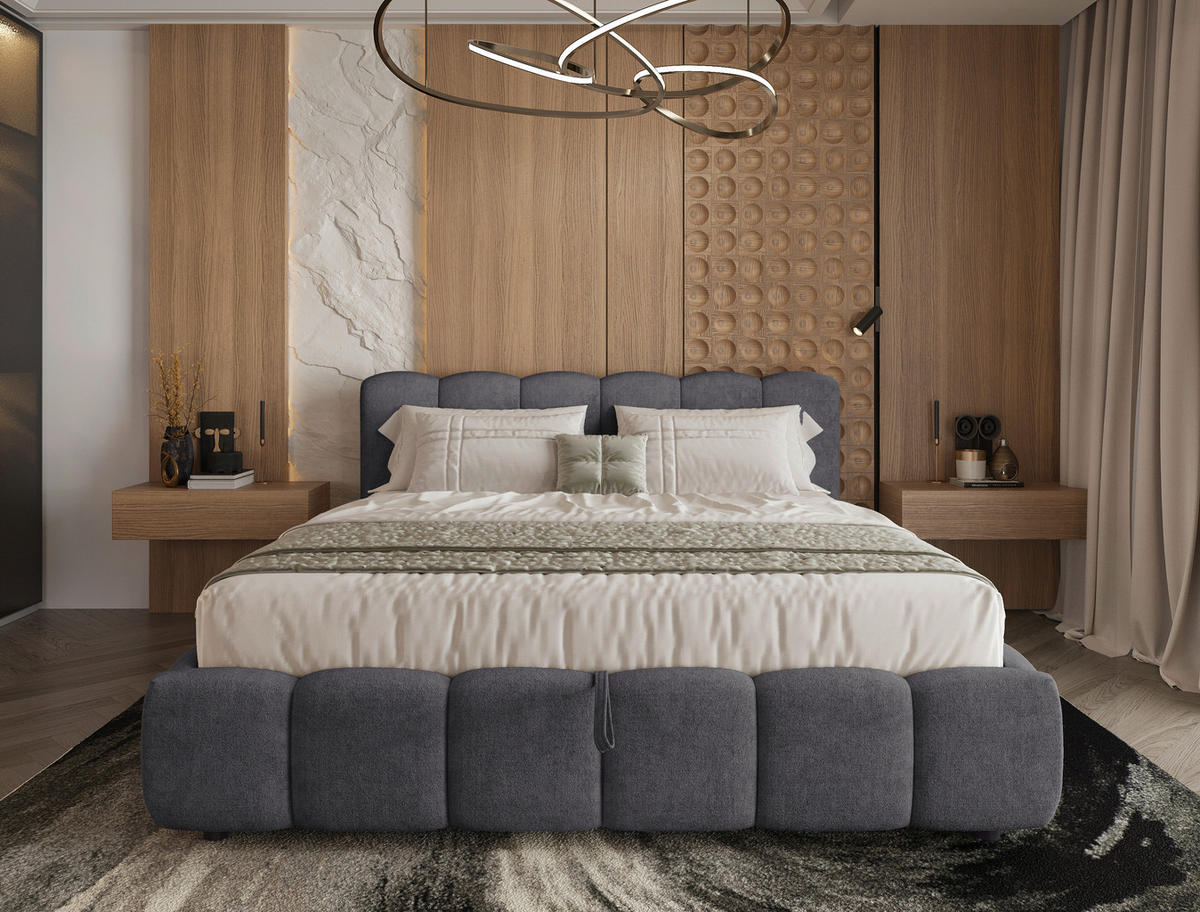 POLSTERBETT 180/200 cm  Schwarz  - Schwarz, Konventionell, Holz/Kunststoff (180/200cm) - Carryhome