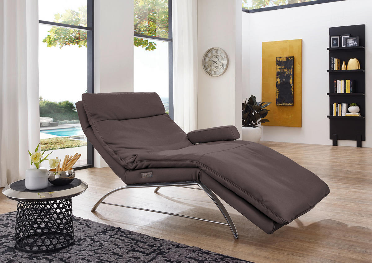 RELAXLIEGE in Echtleder Dunkelbraun  - Dunkelbraun/Alufarben, Basics, Leder (95/91/170cm) - Chilliano
