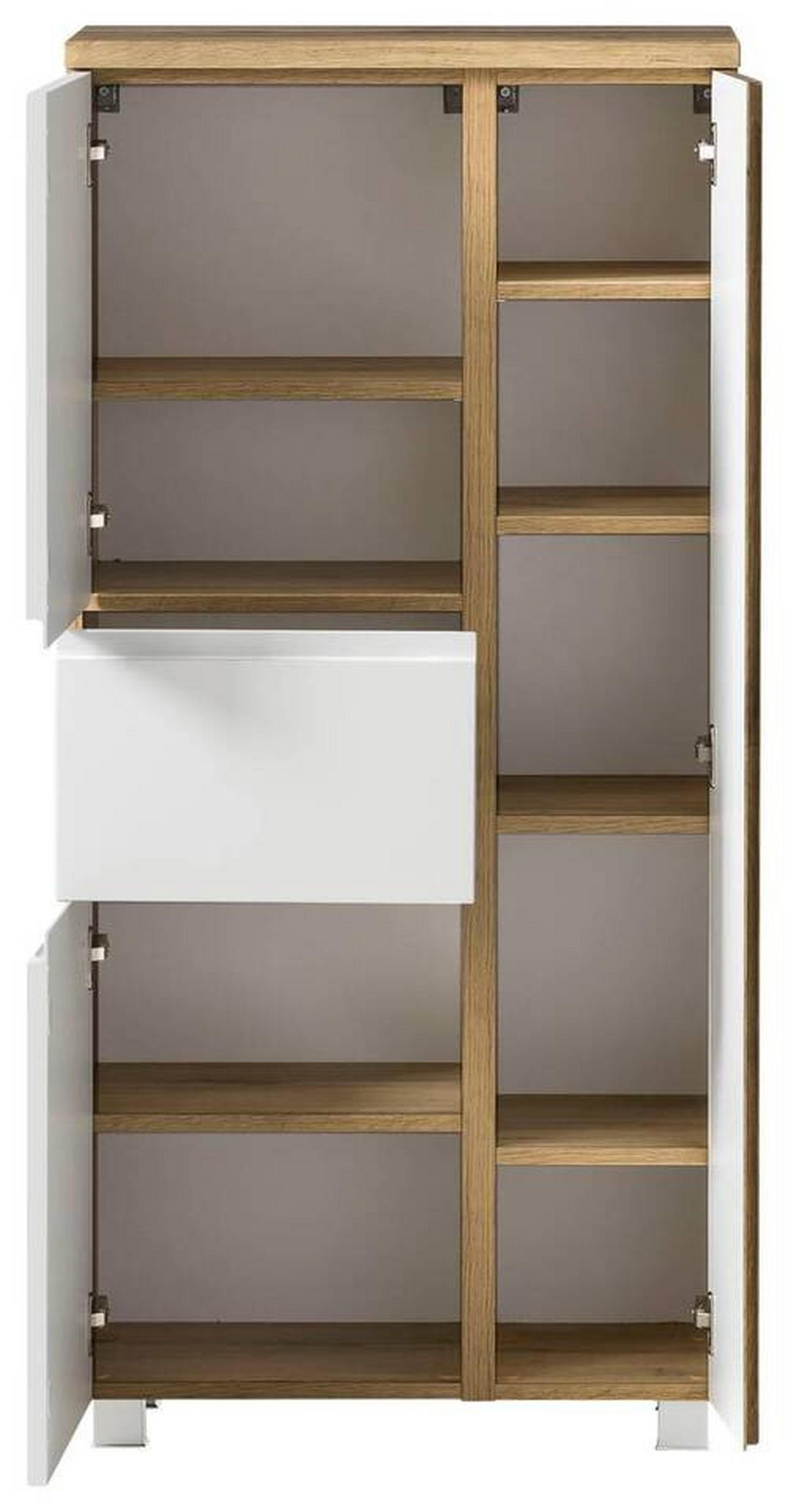 MIDISCHRANK 65/130/35 cm  - Weiss/Eiche Wotan, Modern, Holzwerkstoff/Kunststoff (65/130/35cm) - Held