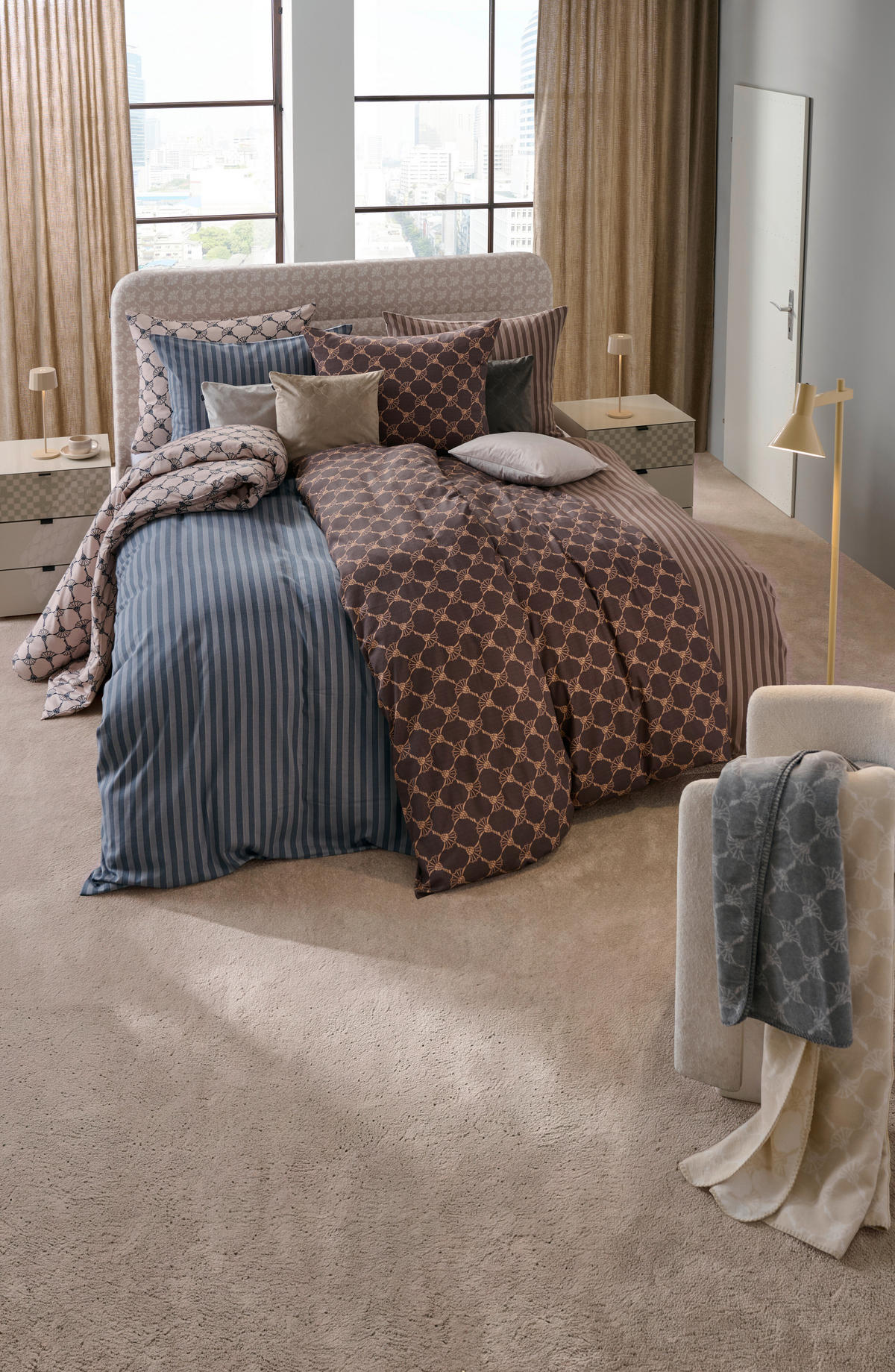 WENDEBETTWÄSCHE 2-teilig Soft Cornflower Flanell 140/200 cm  - Braun, Basics, Textil (140/200cm) - Elegante