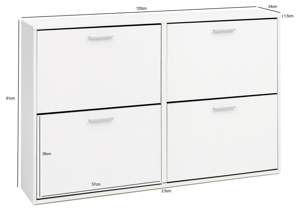 SCHUHKIPPER  in  - Silberfarben/Weiß, KONVENTIONELL, Holzwerkstoff/Metall (120/81/24cm) - MID.YOU