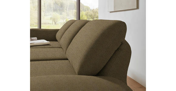 ECKSOFA  in Flachgewebe Khaki Armteilverstellung, Relaxfunktion, Drehsitzfunktion  175-224/255-365 cm  - Khaki/Schwarz, Design, Textil/Metall (175-224/255-365cm) - Dieter Knoll
