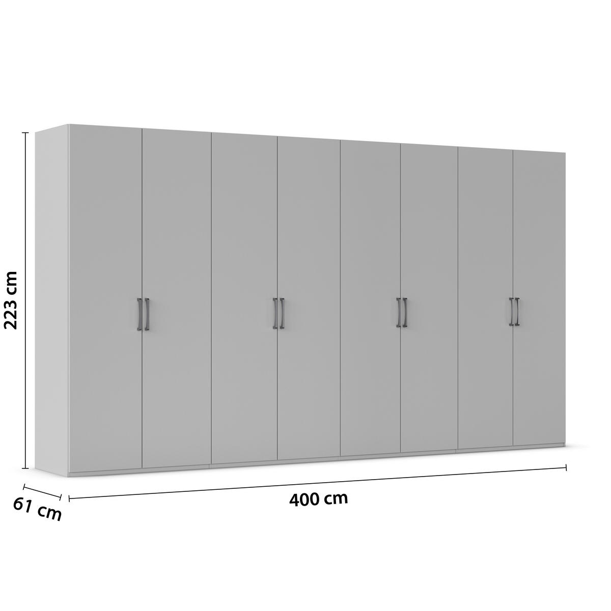 DREHTÜRENSCHRANK 400/223/61 cm,  in Champagner, 8-türig  - Edelstahlfarben/Champagner, Basics, Holzwerkstoff/Metall (400/223/61cm) - Novel