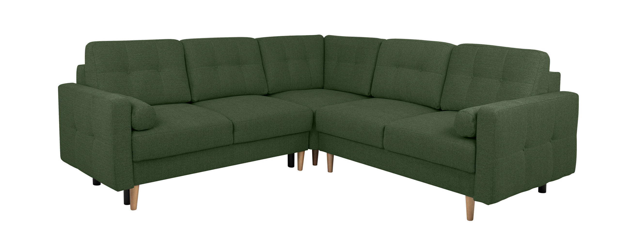 ECKSOFA Noret in Grün  - Buchefarben/Grün, Design, Holz/Textil (242/242cm) - MID.YOU