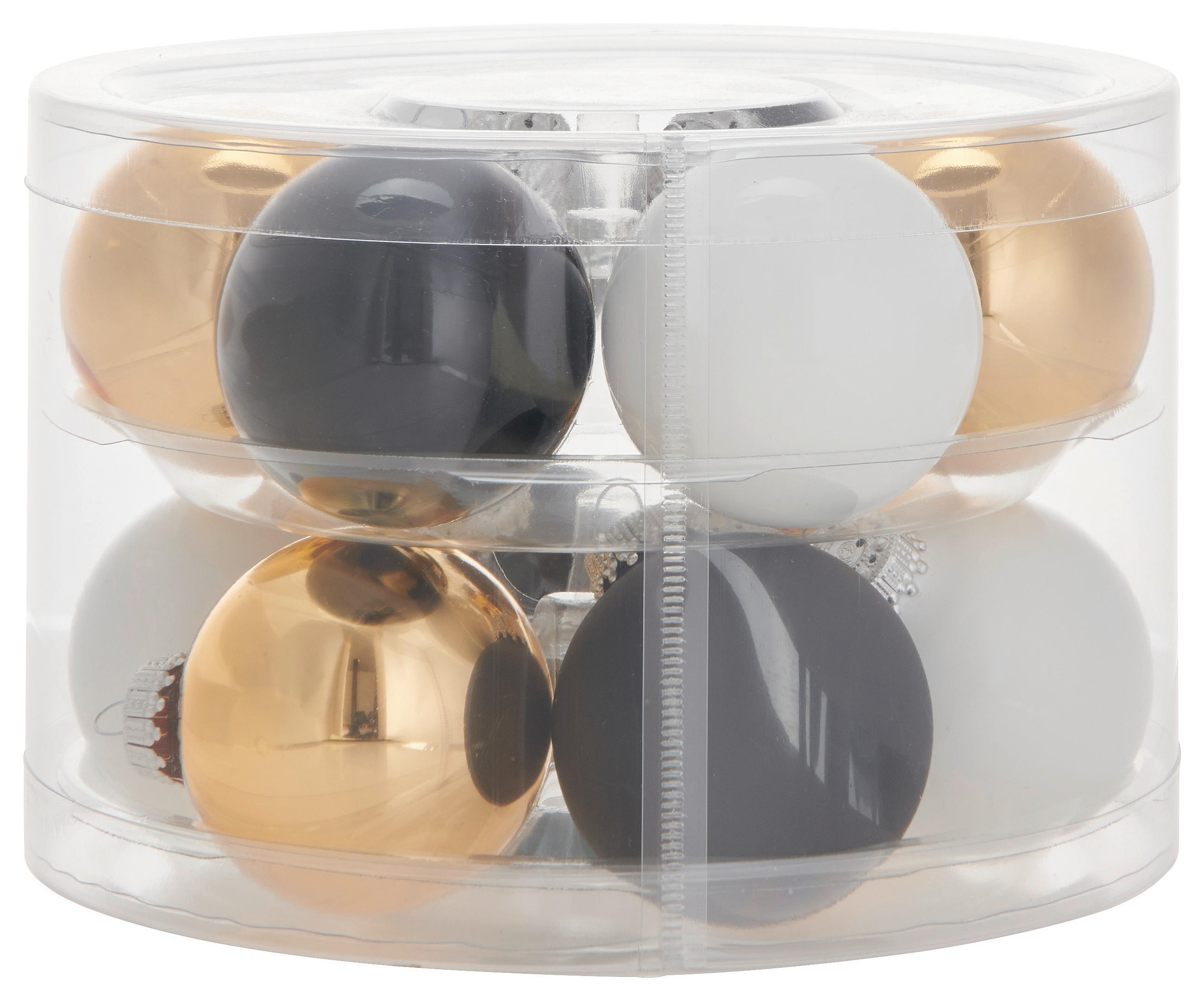 JULGRANSKULOR SET 6 cm cm 12 delar  - vit/svart, Klassisk, glas (6 cmcm)