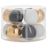 JULGRANSKULOR SET 6 cm cm 12 delar  - vit/svart, Klassisk, glas (6 cmcm)