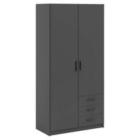 KLEIDERSCHRANK 98,5/200,4/49,8 cm 2-türig Grau  - Schwarz/Grau, Basics, Holzwerkstoff/Metall (98,5/200,4/49,8cm) - MID.YOU