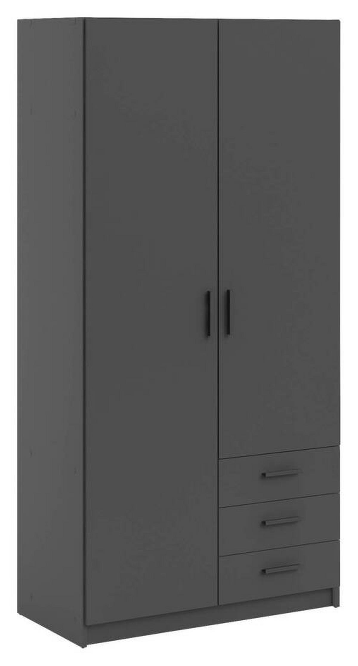 KLEIDERSCHRANK 98,5/200,4/49,8 cm 2-türig Grau  - Schwarz/Grau, Basics, Holzwerkstoff/Metall (98,5/200,4/49,8cm) - MID.YOU