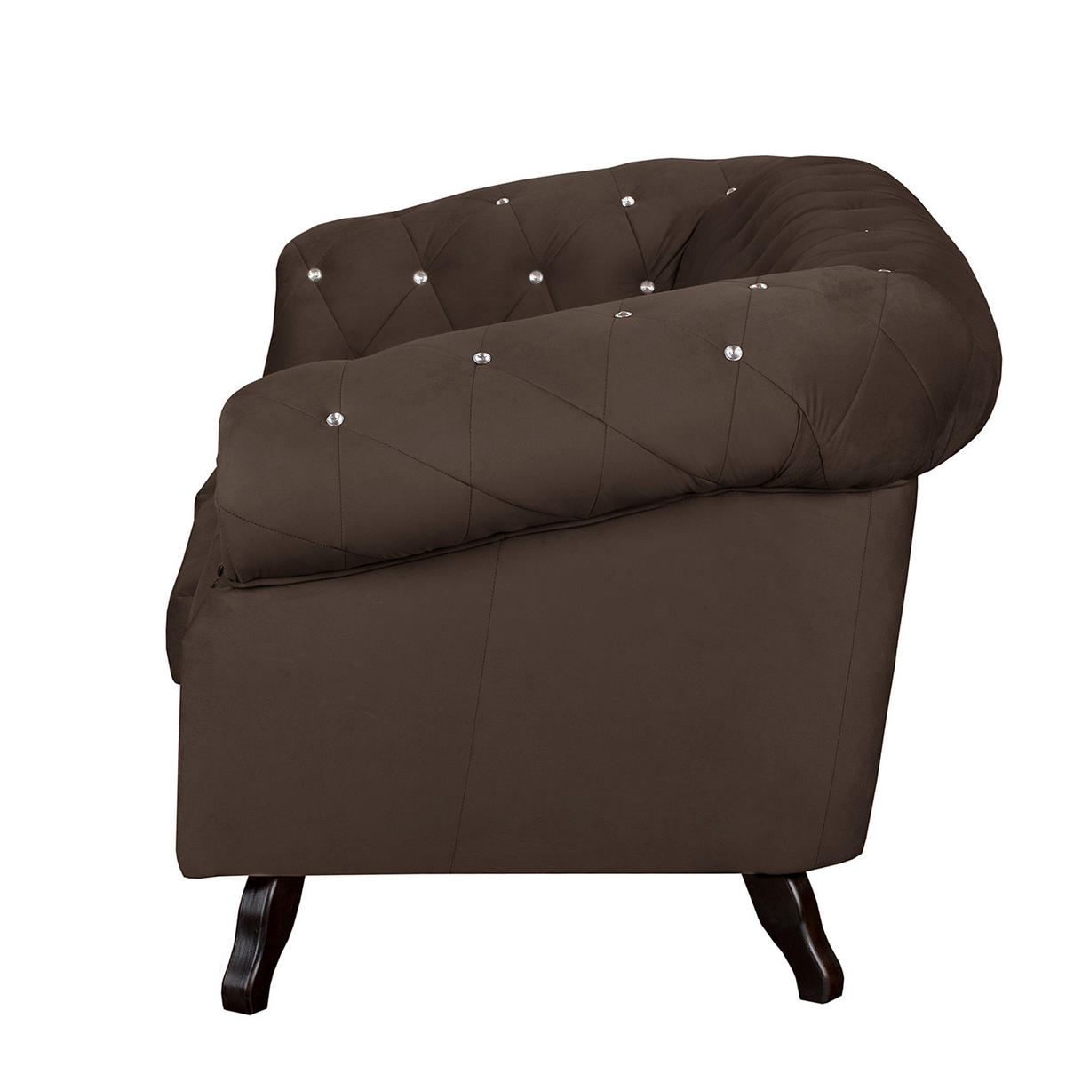 2-SITZER-SOFA GLASGOW in Velours Braun  - Braun, Design, Holz/Textil (160/82/90cm) - P & B