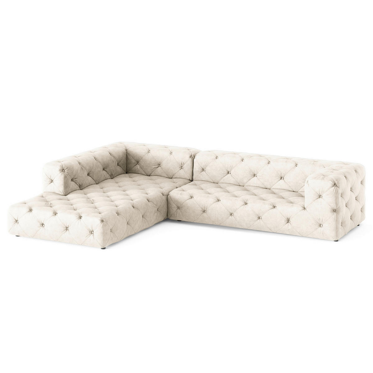 ECKSOFA Mikrofaser Creme  - Creme/Schwarz, Design, Kunststoff/Textil (228/325cm) - P & B
