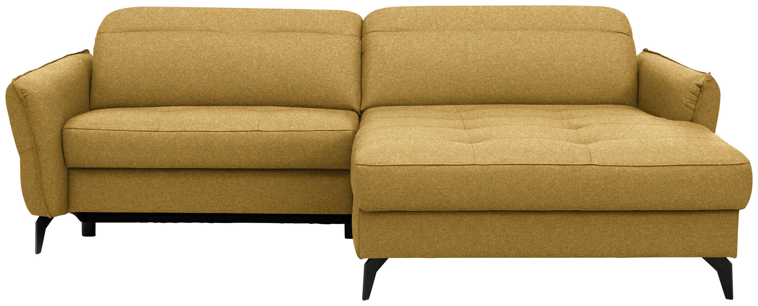 ECKSOFA Flachgewebe Currygelb  - Currygelb/Schwarz, Design, Textil/Metall (246/175cm) - Celina
