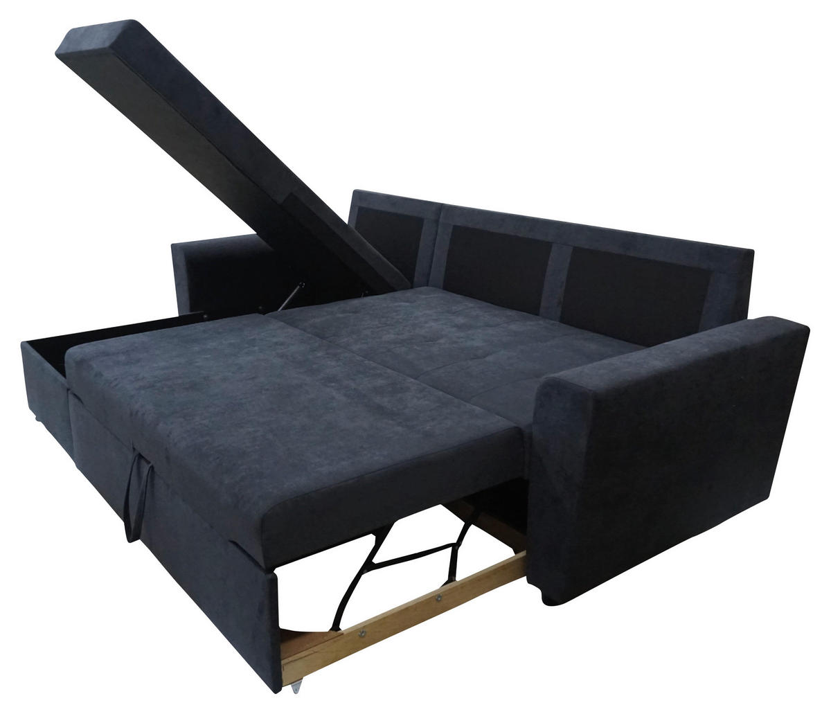 ECKSOFA TERMOLI in Jacquard Anthrazit  155/231 cm  - Anthrazit/Schwarz, Design, Kunststoff/Textil (155/231cm) - MID.YOU