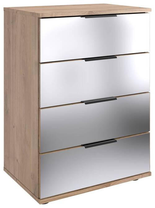 MEUBLE DE CHEVET 52/74/38 cm  in Klar, Schwarz, Eichefarben  - Klar/Eichefarben, Modern, Glas/Holzwerkstoff (52/74/38cm) - MID.YOU