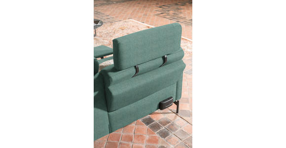 ECKSOFA in Flachgewebe, Struktur Türkis  - Türkis/Anthrazit, Design, Textil/Metall (254/230cm) - Ambiente