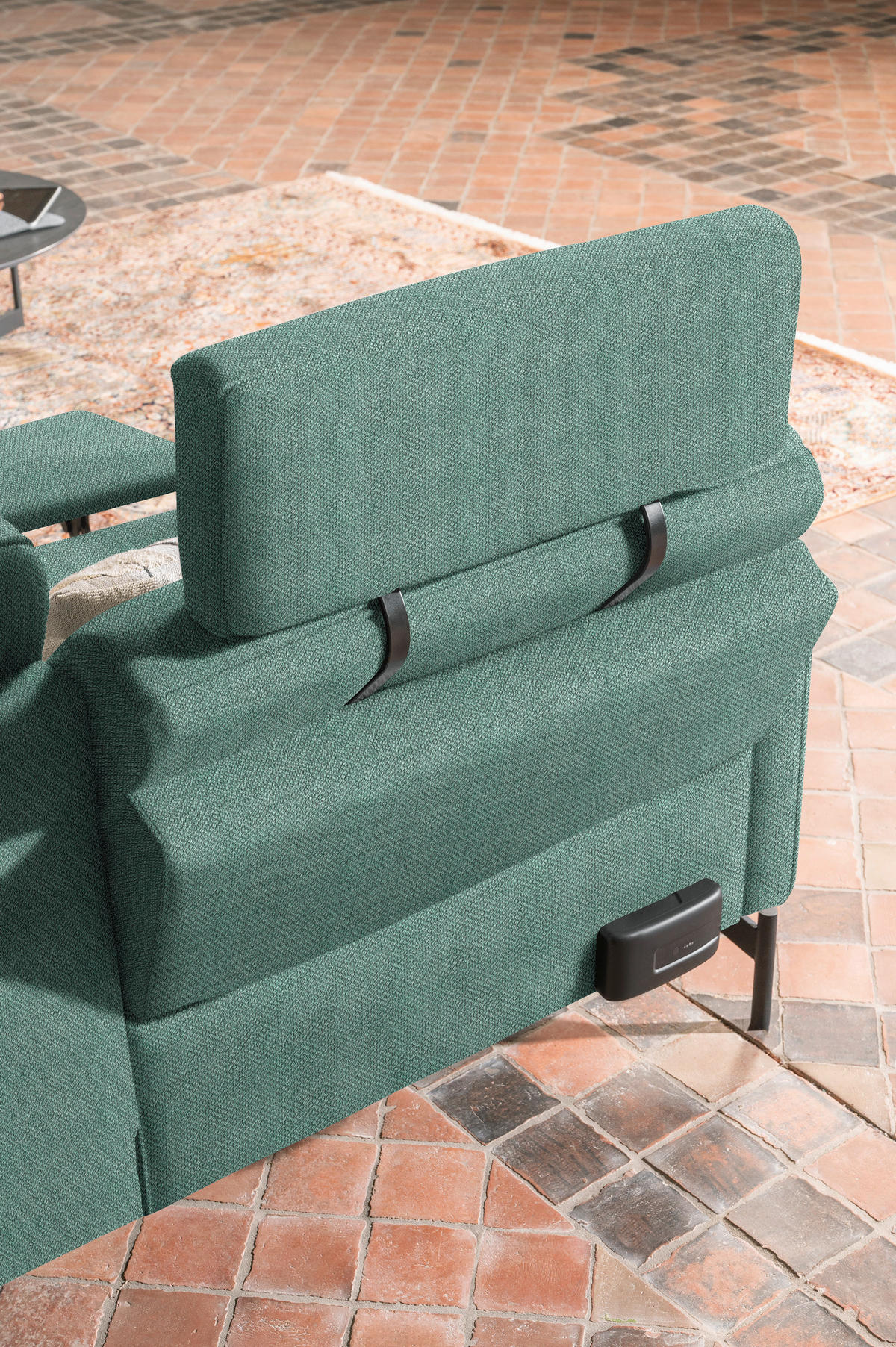 ECKSOFA in Flachgewebe, Struktur Türkis  254/230 cm  - Türkis/Anthrazit, Design, Textil/Metall (254/230cm) - Johann Jakob