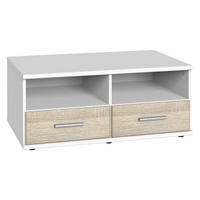 MEDIABÄNK i vit, ekfärgad  - vit/aluminiumfärg, Klassisk, trämaterial/plast (92/38/58cm) - Carryhome