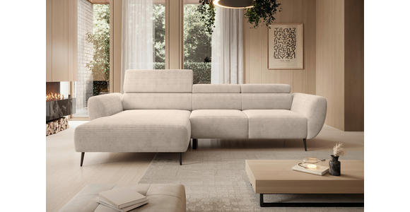 ECKSOFA  in Cord Taupe  174/277 cm  - Taupe/Schwarz, KONVENTIONELL, Textil/Metall (174/277cm) - Carryhome