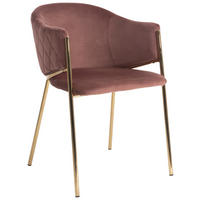 STOL MED ARMSTÖD sammet  - guldfärgad/rosa, Design, metall/textil (60/79/54cm) - Ambia Home