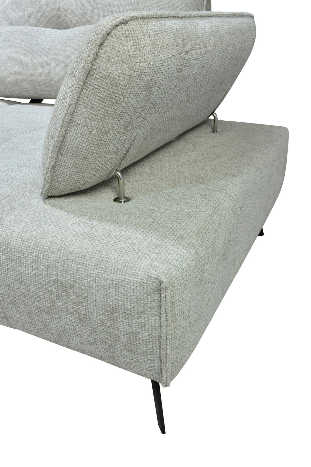 ECKSOFA Ottomane links  Greige Chenille  - Greige/Schwarz, Design, Textil/Metall (188/284cm) - Stylife