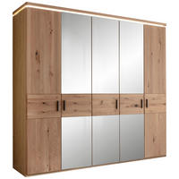 DREHTÜRENSCHRANK 247/230/62 cm 5-türig Eichefarben  - Eichefarben/Schwarz, Natur, Glas/Holz (247/230/62cm) - Linea Natura