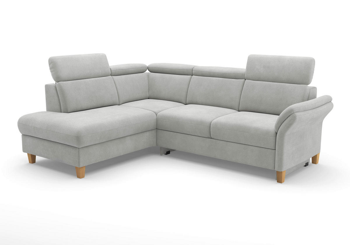 ECKSOFA GLENDALE E Silberfarben Flachgewebe  - Eichefarben/Silberfarben, KONVENTIONELL, Holz/Textil (193/247cm) - Sit & More
