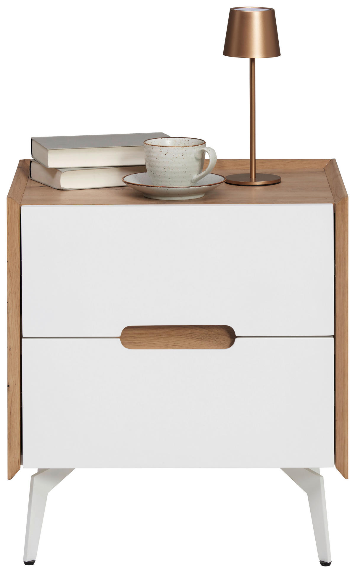 NACHTSCHRANK 52/58/40 cm  - Weiß/Eiche Artisan, Design, Holzwerkstoff/Metall (52/58/40cm) - Carryhome