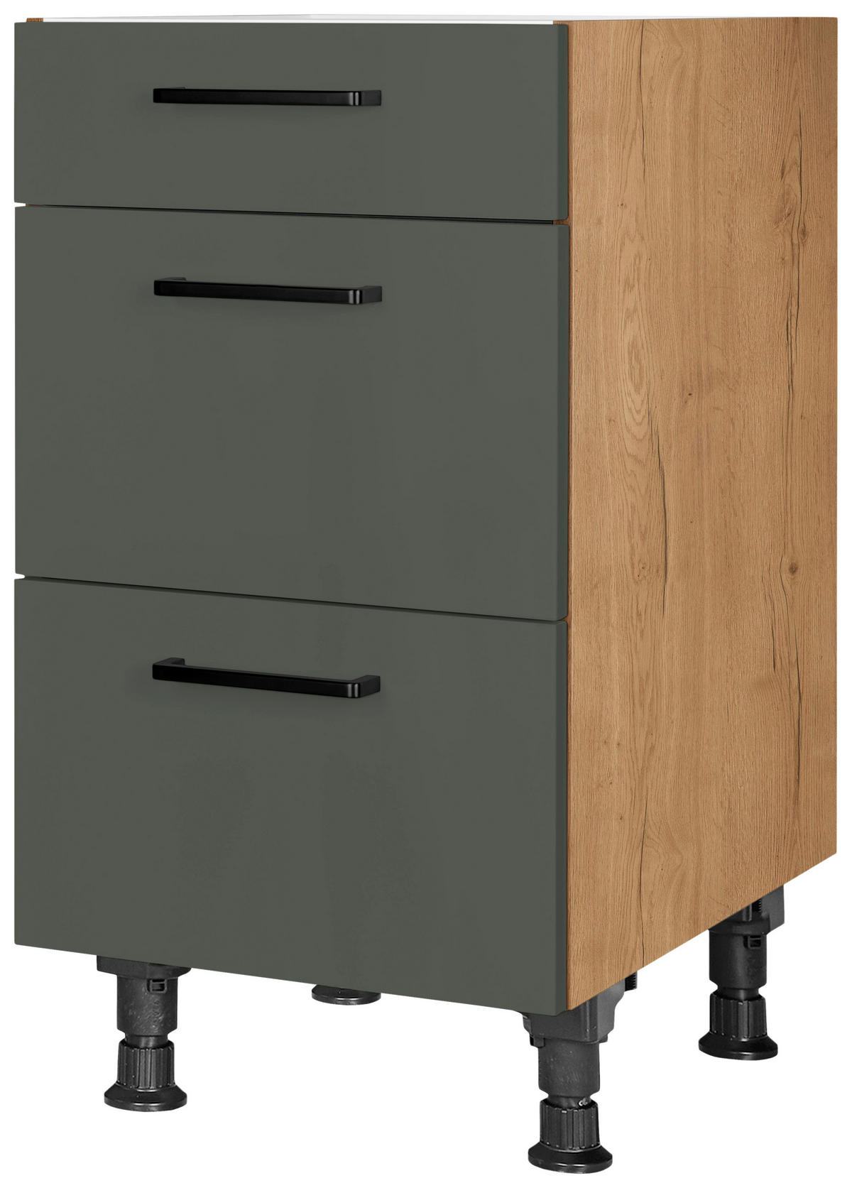 SCHUBKASTENUNTERSCHRANK 45/87/56 cm  in Grün, Eichefarben  - Eichefarben/Schwarz, MODERN, Holzwerkstoff/Metall (45/87/56cm) - Nobilia