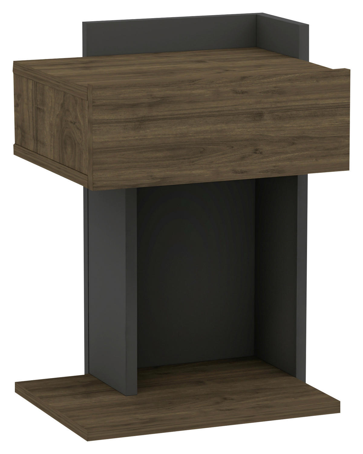 NACHTKÄSTCHEN 41,4/55/33,2 cm  in Anthrazit, Walnussfarben  - Anthrazit/Walnussfarben, Design, Holzwerkstoff (41,4/55/33,2cm) - MID.YOU