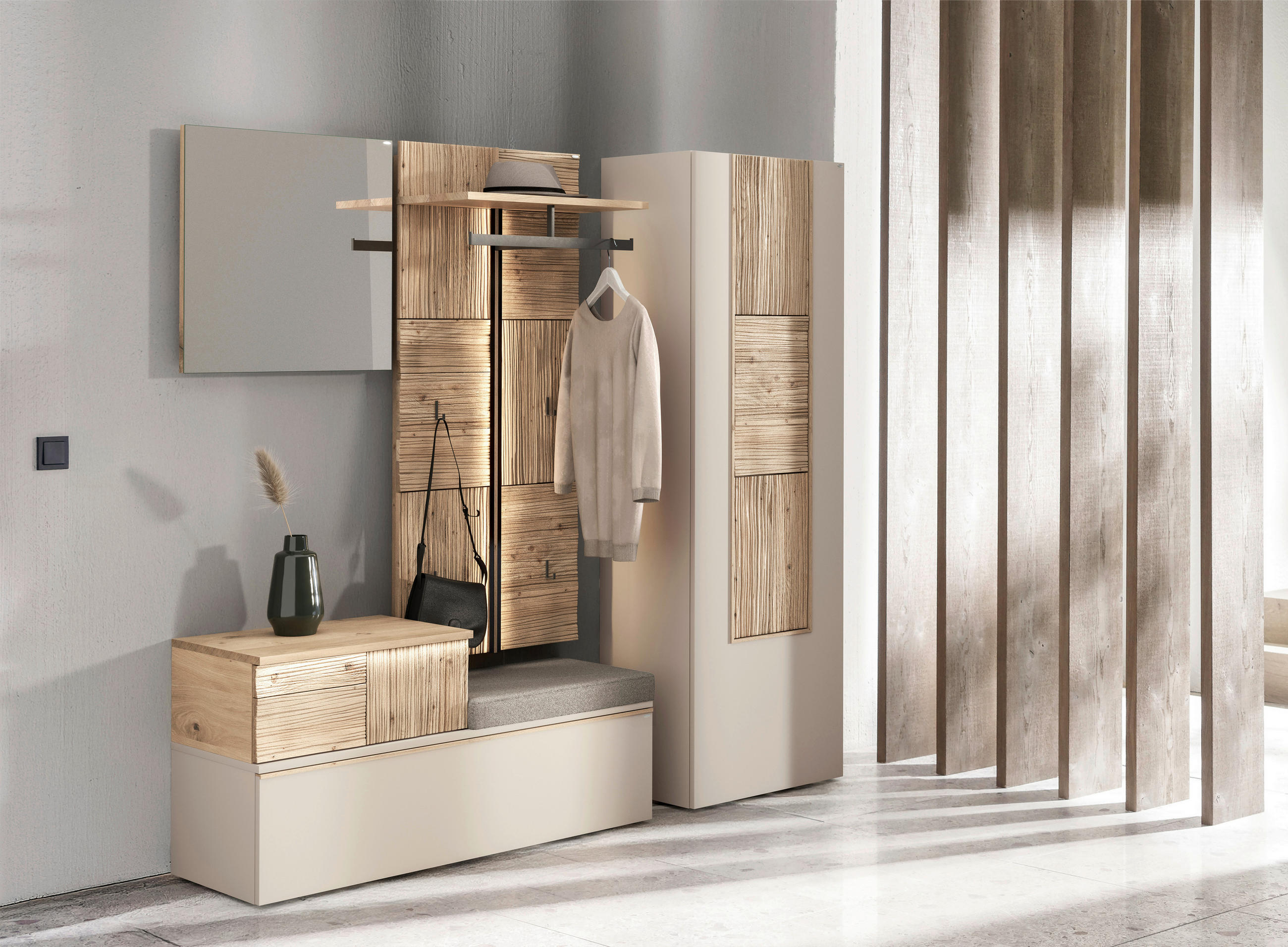 GARDEROBENSCHRANK  in 63,8/194/42,9 cm  - Taupe/Eichefarben, Design, Holz/Holzwerkstoff (63,8/194/42,9cm) - Voglauer
