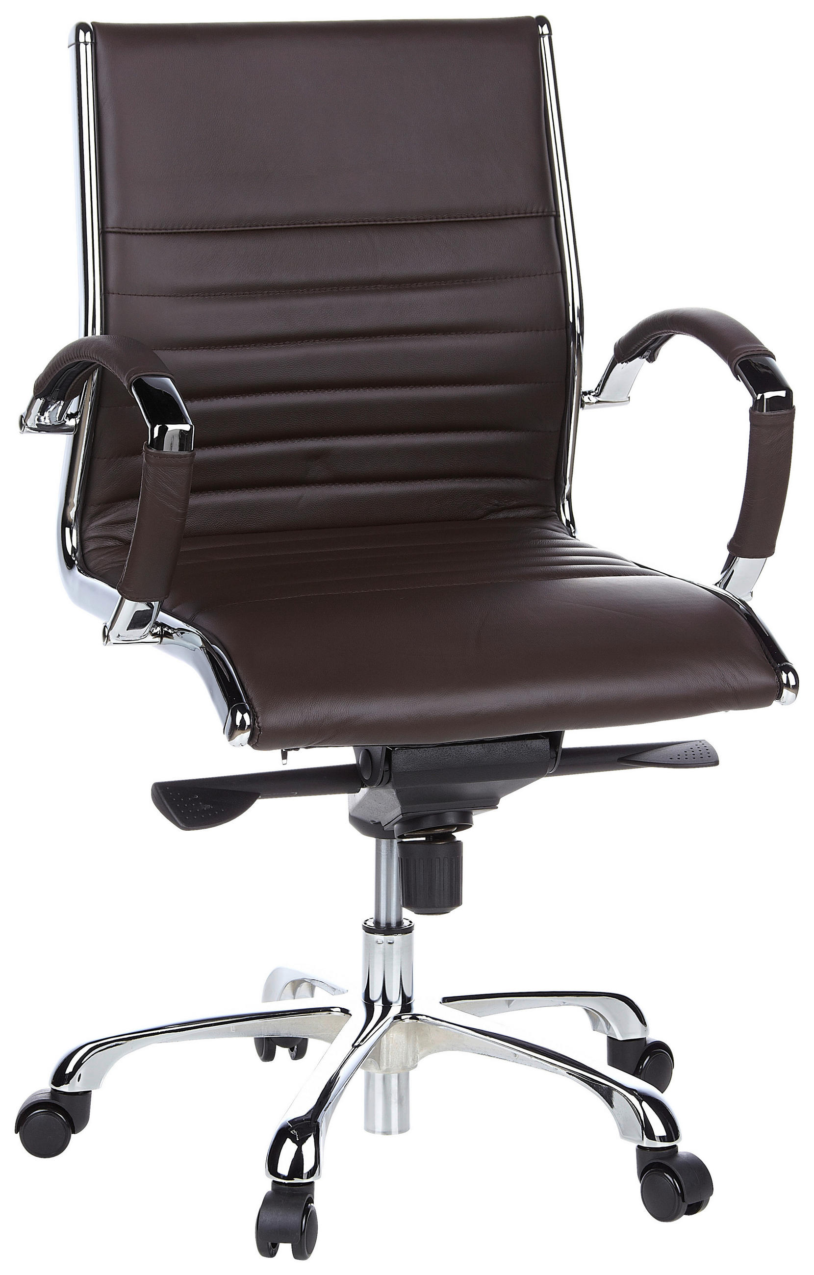 DREHSTUHL Lederlook Chromfarben, Dunkelbraun  - Chromfarben/Dunkelbraun, MODERN, Leder/Kunststoff (60/111/50cm) - MID.YOU