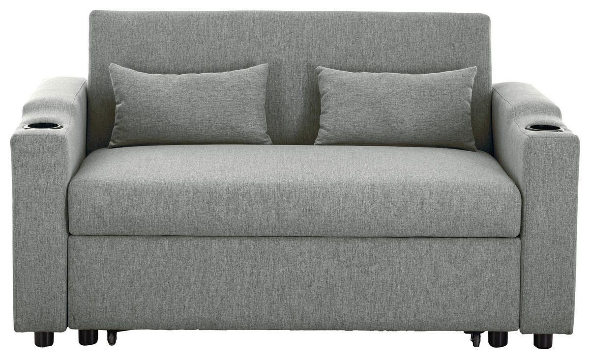 SCHLAFSOFA in Leinenoptik Dunkelgrau  - Dunkelgrau/Schwarz, Basics, Kunststoff/Textil (150/91/85cm) - P & B