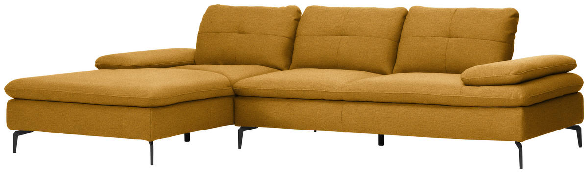 ECKSOFA in Webstoff Honig  179/301 cm  - Schwarz/Honig, Design, Textil/Metall (179/301cm) - Chilliano