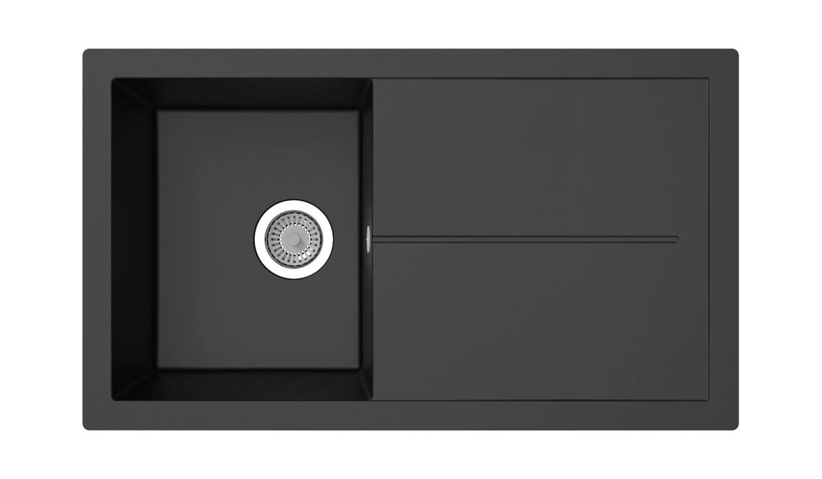 SPÜLE 17501000860500700-83  - Schwarz, Basics, Glas/Kunststoff (86/21,4/50cm) - Respekta