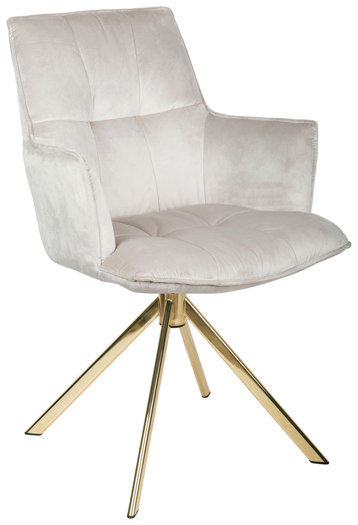 ARMLEHNSTUHL  in Edelstahl Samt  - Beige/Goldfarben, Design, Textil/Metall (59/89.5/63cm) - Novel