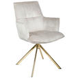 ARMLEHNSTUHL  Stoffauswahl, Sitzfläche 360° drehbar, automatische Rückholfunktion Samt  Goldfarben, Beige  - Beige/Goldfarben, Design, Textil/Metall (59/89.5/63cm) - Novel