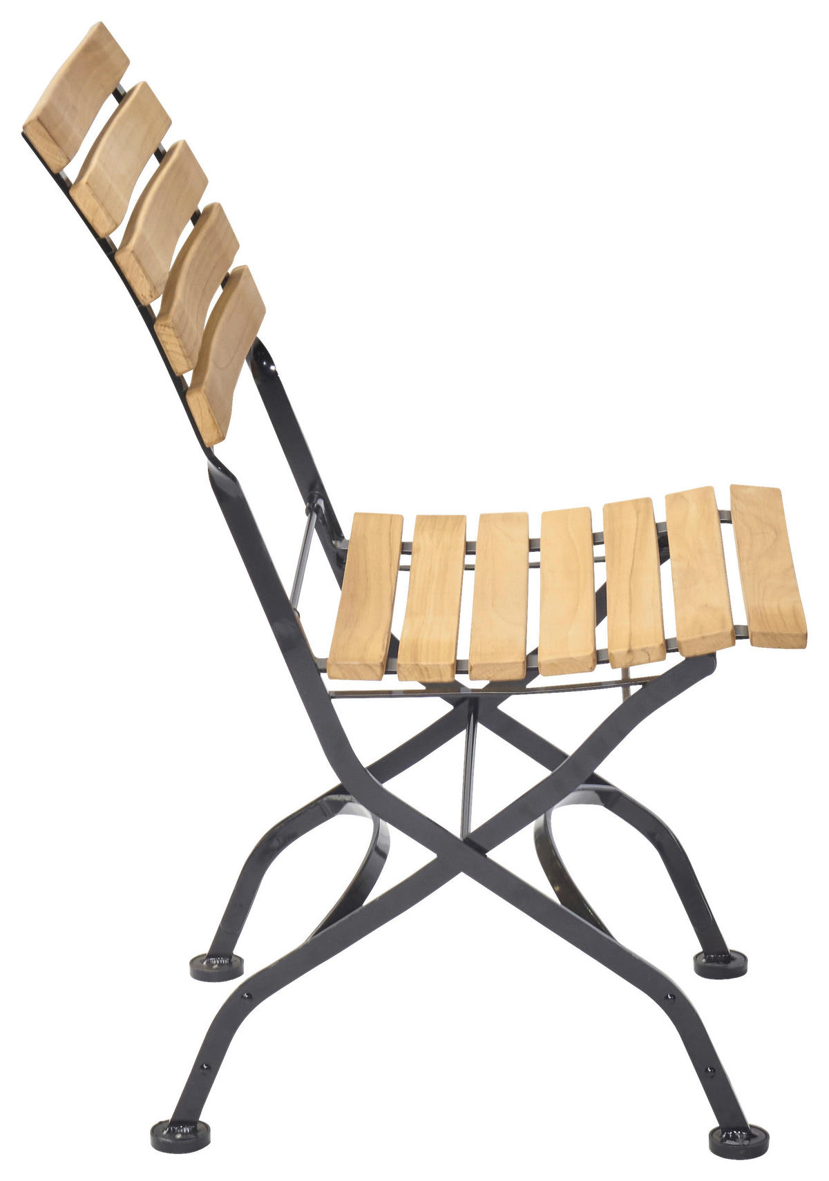 GARTENKLAPPSTUHL Teakholz Stahl Schwarz, Teakfarben  - Schwarz/Teakfarben, ROMANTIK / LANDHAUS, Holz/Metall (46/59/86,5cm) - Ambia Garden
