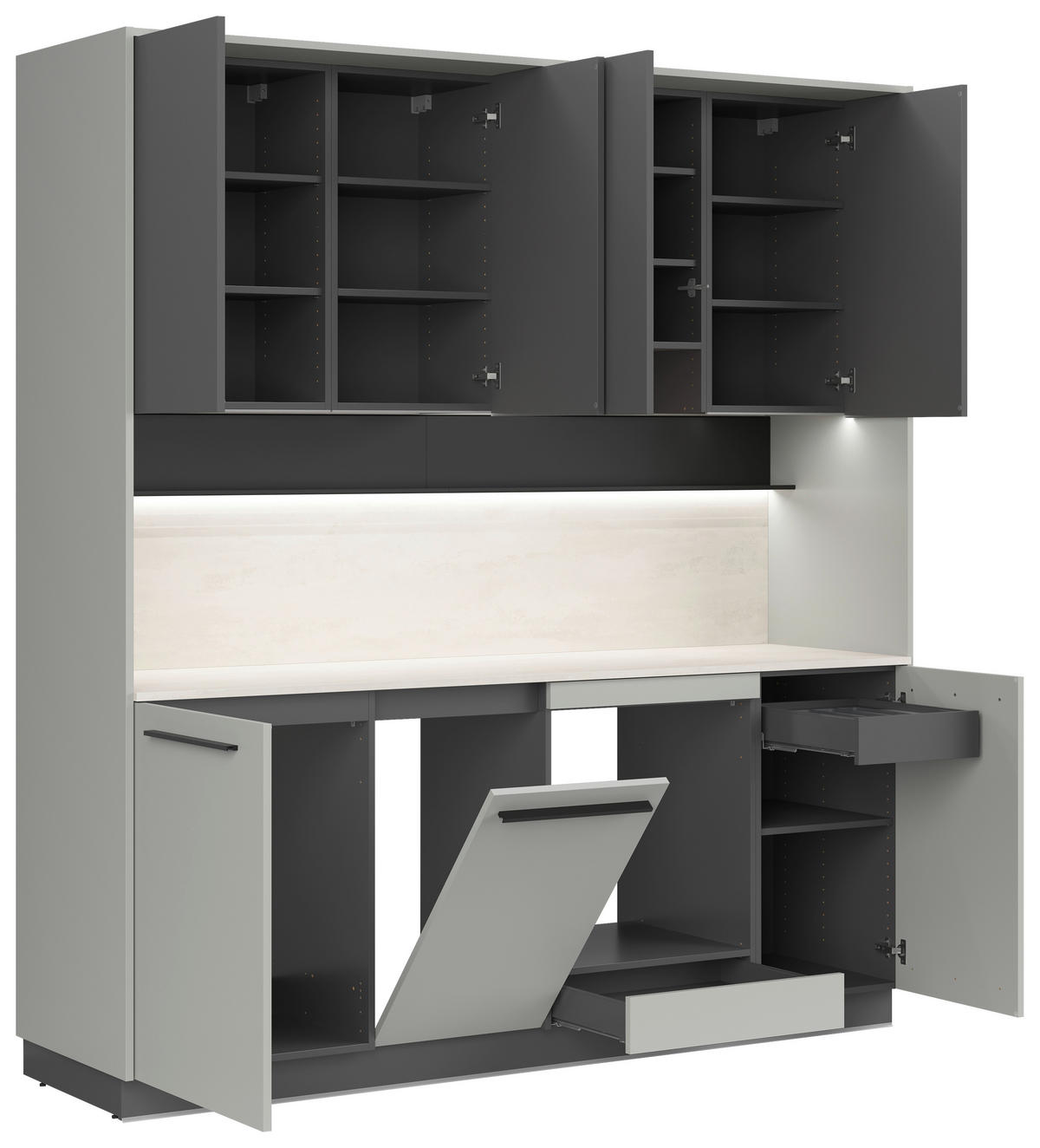 KÜCHENBLOCK 210 cm   in Graphitfarben, Grau  - Schwarz/Graphitfarben, Basics, Holzwerkstoff/Kunststoff (210cm) - Visiona