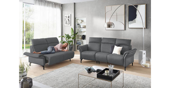 2-SITZER-SOFA in Mikrofaser Grau  - Schwarz/Grau, KONVENTIONELL, Textil/Metall (178/103/95cm) - Dieter Knoll