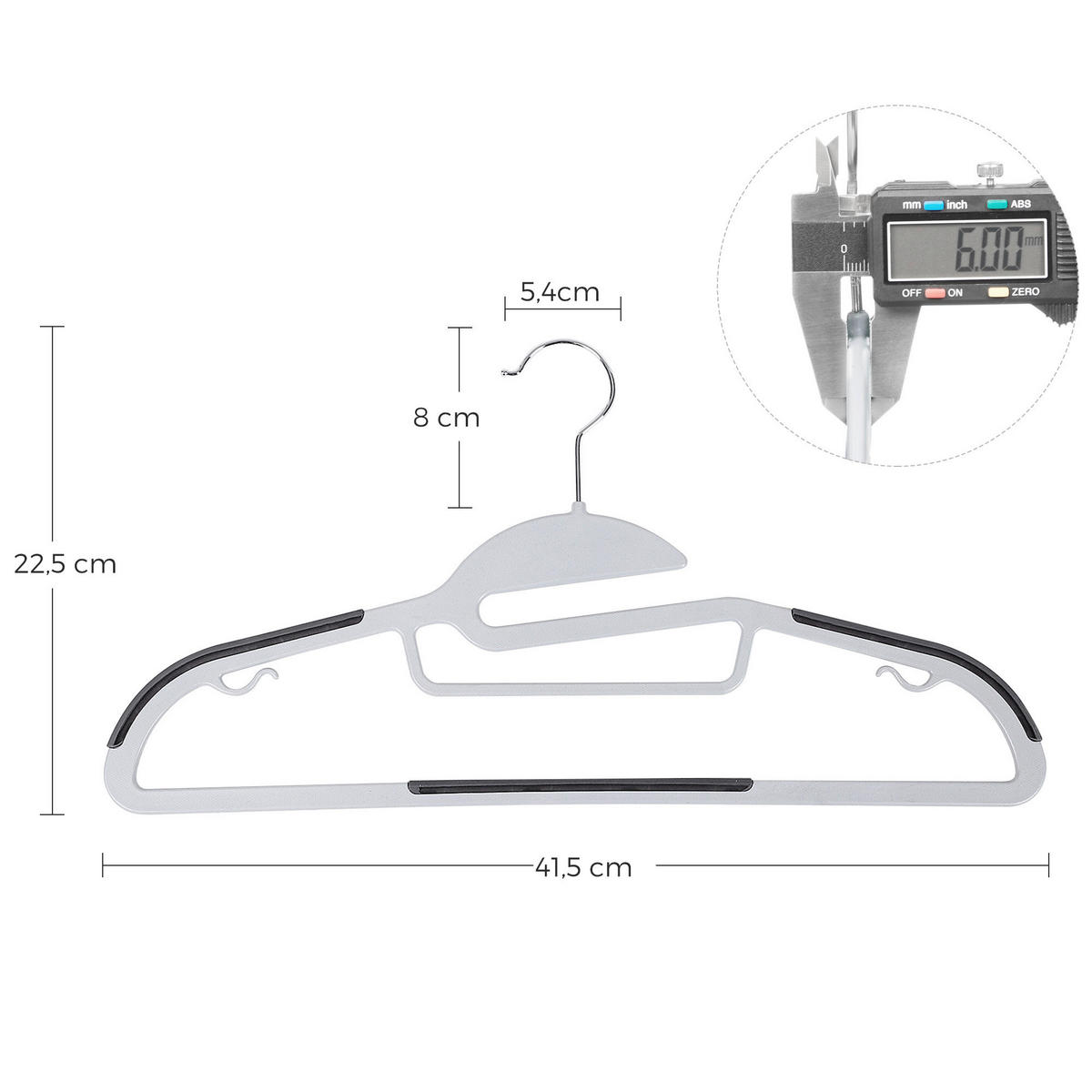KLEIDERBÜGELSET 41,5 cm Metall, Kunststoff  - Grau, Basics, Kunststoff/Metall (41,5cm)