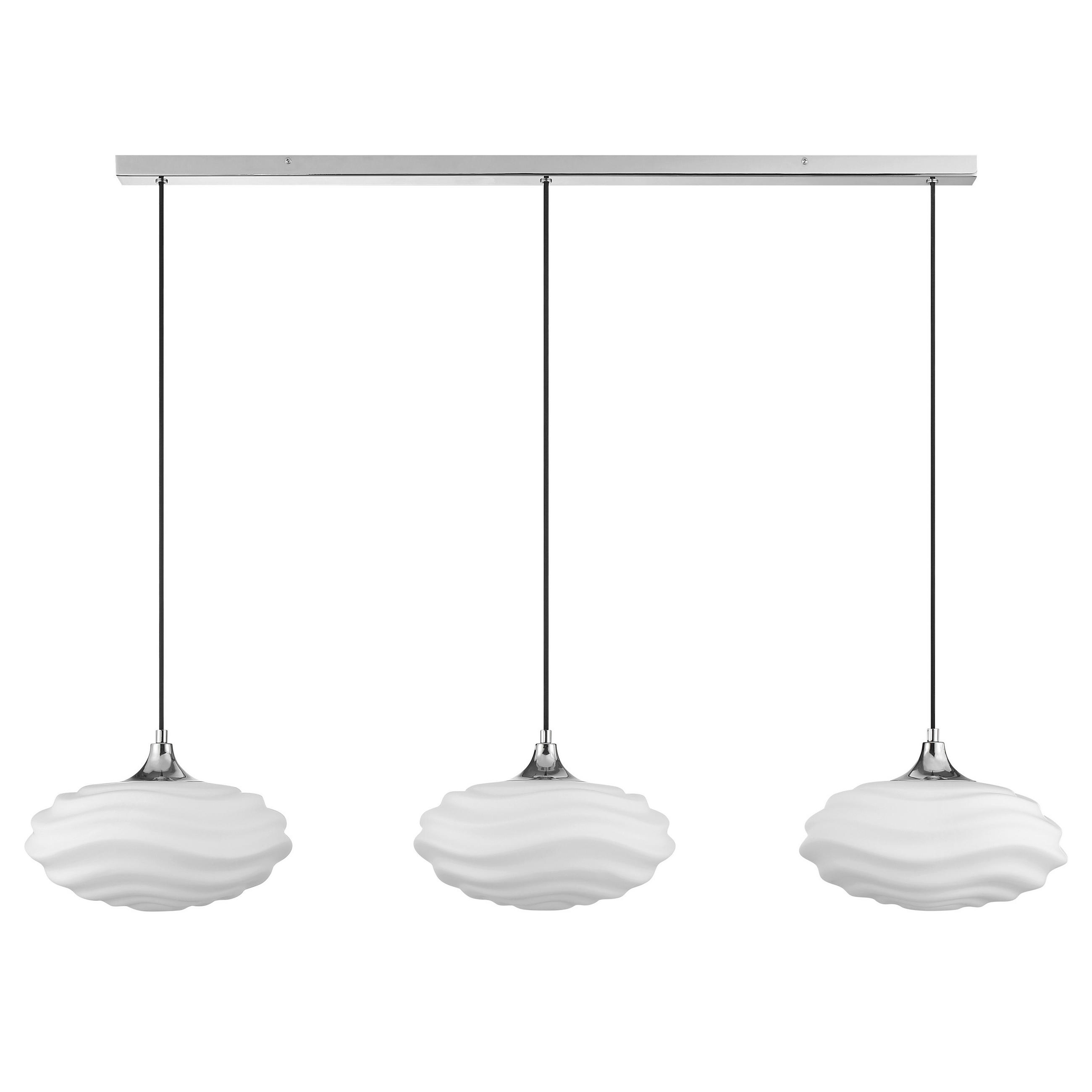 HÄNGELEUCHTE Sand 120/30/120 cm   - Chromfarben/Weiß, Design, Glas/Metall (120/30/120cm) - Brilliant