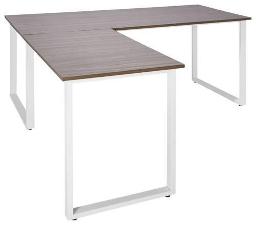 ECKSCHREIBTISCH 180/180/75,5 cm  in Grau, Weiß  - Weiß/Grau, Basics, Holzwerkstoff/Metall (180/180/75,5cm) - MID.YOU