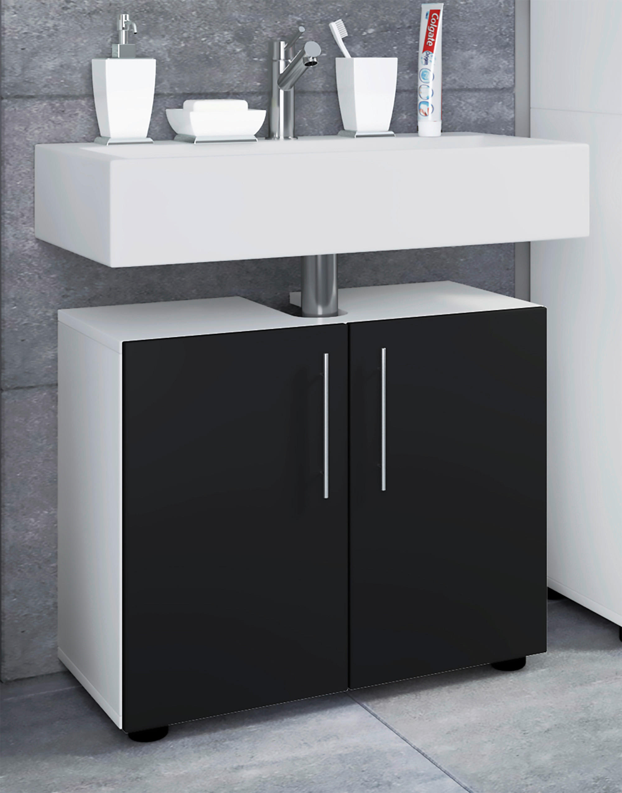 WASCHBECKENUNTERSCHRANK 60,2/50,7/29,6 cm - Schwarz/Weiß, MODERN, Holzwerkstoff/Kunststoff (60,2/50,7/29,6cm) - MID.YOU