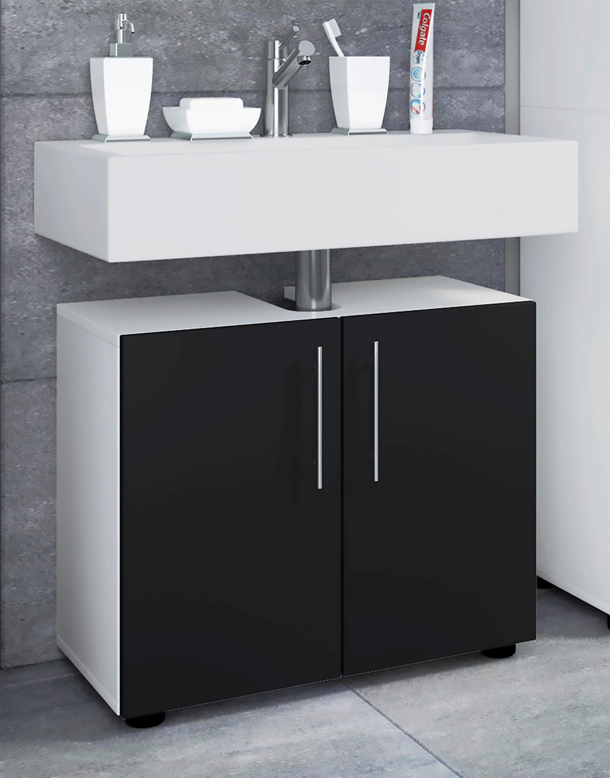 BADEZIMMER  in 122 cm  - Schwarz/Weiß, MODERN, Holzwerkstoff (122cm) - MID.YOU