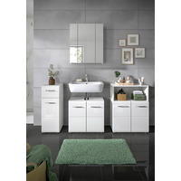 BADEZIMMER 4-teilig  in 150 cm  - Weiß Hochglanz/Silberfarben, MODERN, Holzwerkstoff/Kunststoff (150cm) - MID.YOU